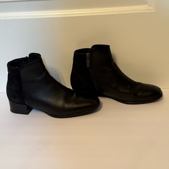 AQUATALIA SHOES ANKLE BOOTS BOOTIES BLACK LEATHER SUEDE SIDE ZIP ITALY SIZE 7 - Picture 3 of 13